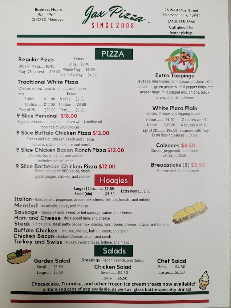 Jax Pizza Menu image 2