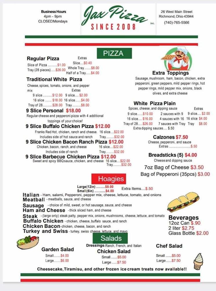 Jax Pizza Menu image 3